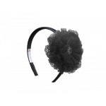Black Hard Headbands with Black Lace Rose